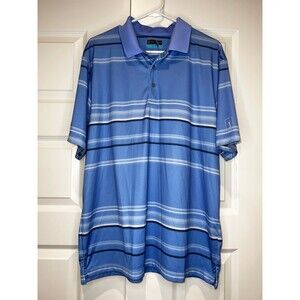 PGA Tour Golf Polo Shirt Mens XXL Active Blue Stripe Top
